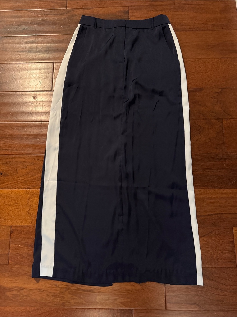 Sunday in Brooklyn Navy Maxi Skirt with White Side Stripes